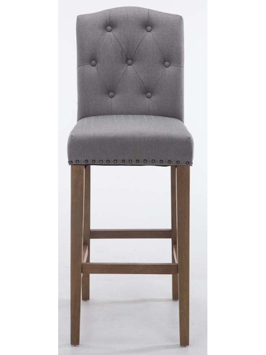 Set van 2 barkrukken Louise stof antiek-licht, lichtgrijs