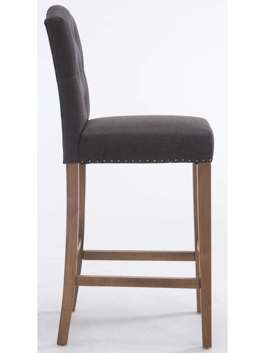 Set van 2 barkrukken Louise stof antiek-licht, donkergrijs