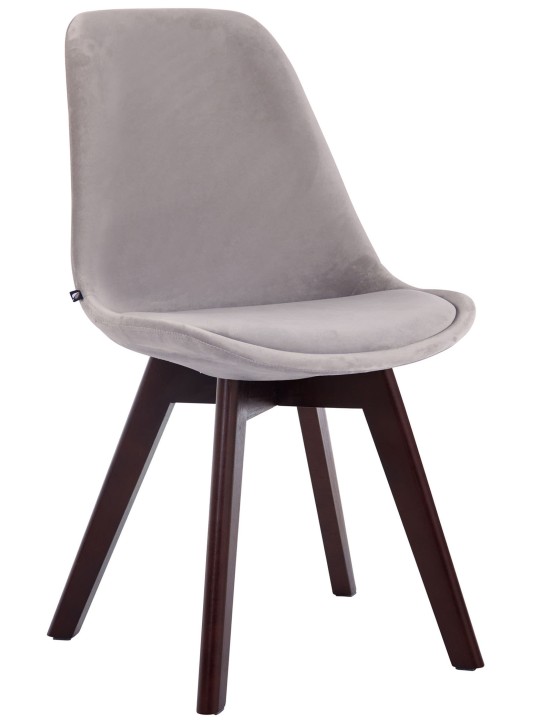 Bezoekersstoel Borneo V2 fluweel walnoot, grijs