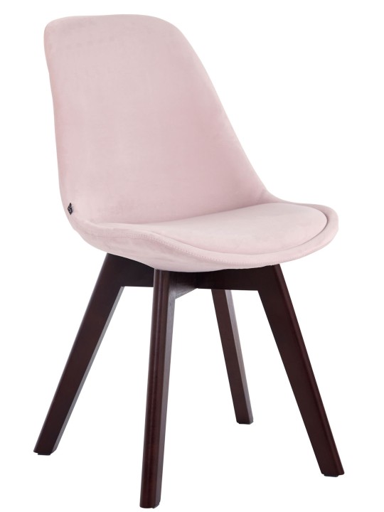 Bezoekersstoel Borneo V2 fluweel walnoot, roze