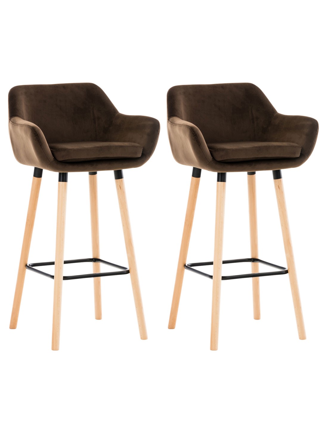 Set van 2 barkrukken Grant fluweel, bruin