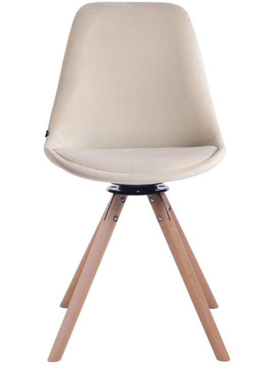 Eetkamerstoel Troyes fluweel rond naturel, crème Eetkamerstoel Troyes fluweel rond naturel, crème