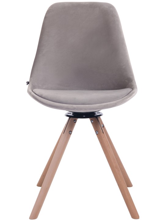 Eetkamerstoel Troyes fluweel rond naturel, grijs Eetkamerstoel Troyes fluweel rond naturel, grijs