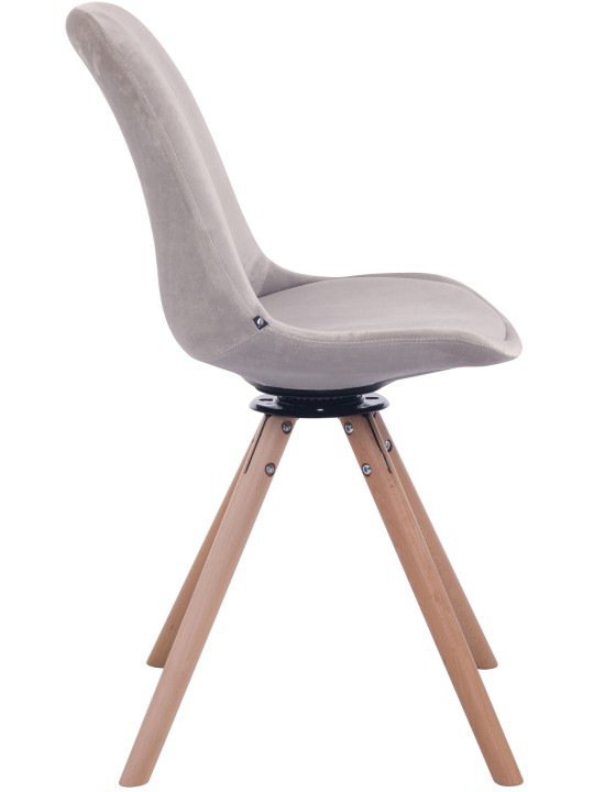 Eetkamerstoel Troyes fluweel rond naturel, grijs Eetkamerstoel Troyes fluweel rond naturel, grijs