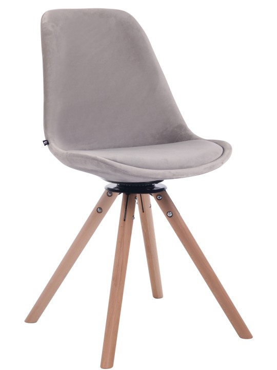Eetkamerstoel Troyes fluweel rond naturel, grijs Eetkamerstoel Troyes fluweel rond naturel, grijs