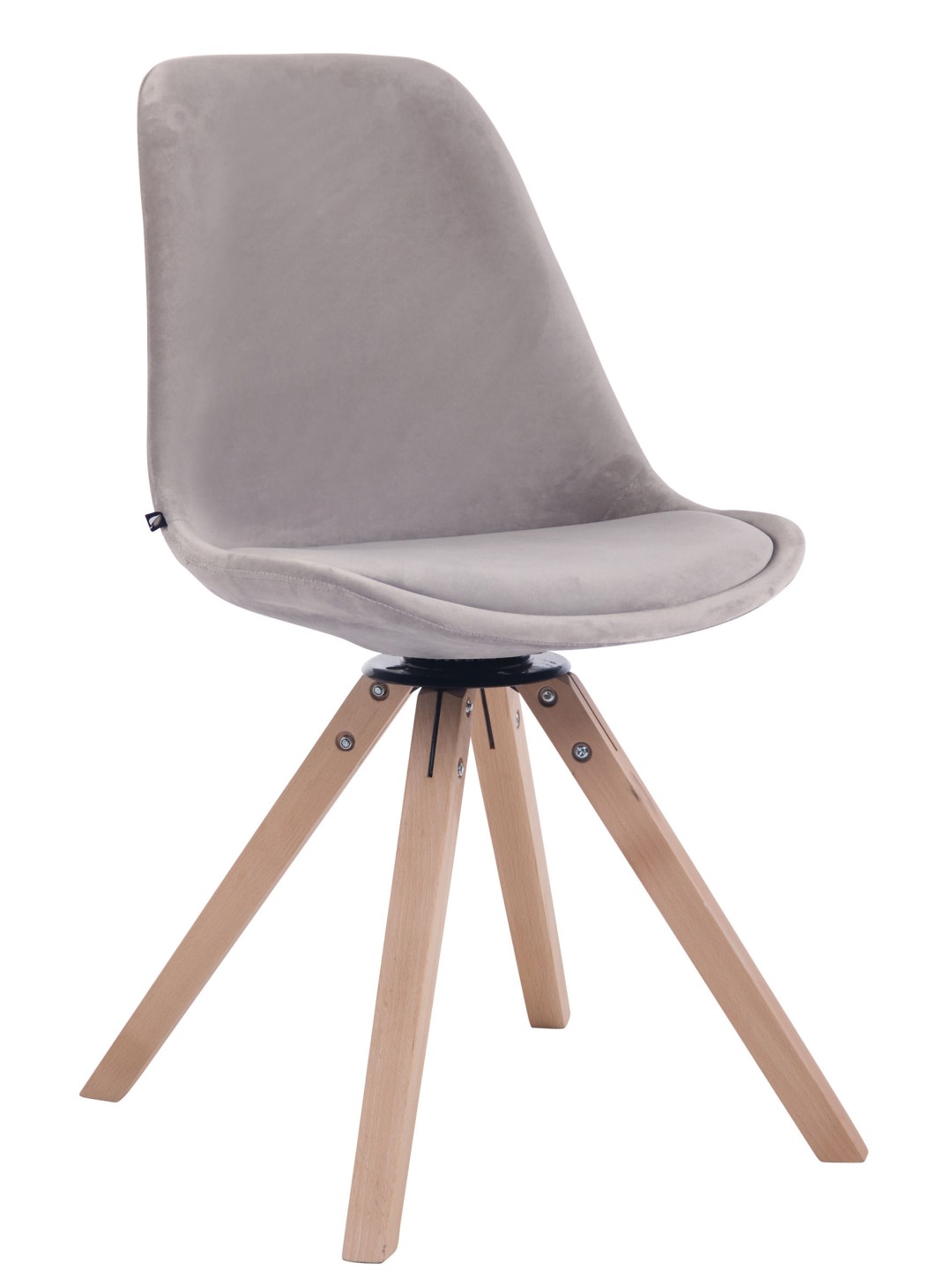 Troyes fluwelen vierkante eetkamerstoel naturel, grijs