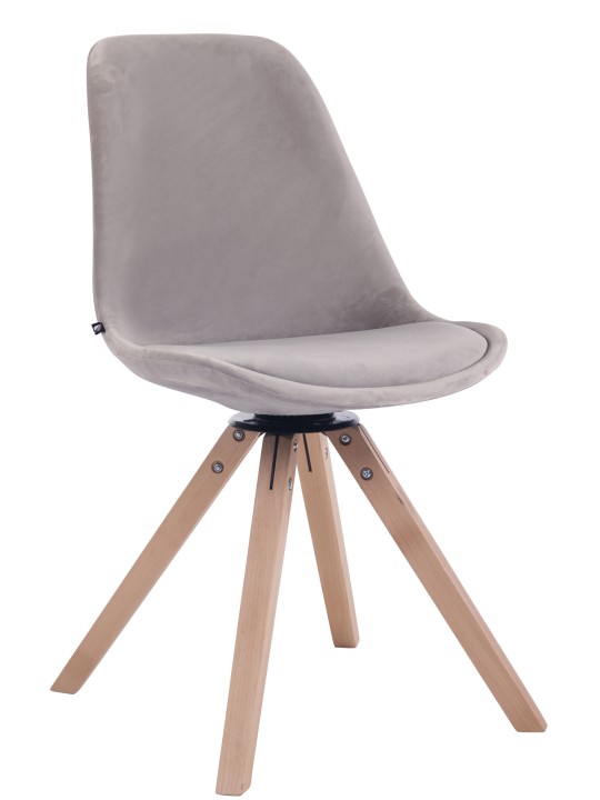 Troyes fluwelen vierkante eetkamerstoel naturel, grijs Troyes fluwelen vierkante eetkamerstoel naturel, grijs