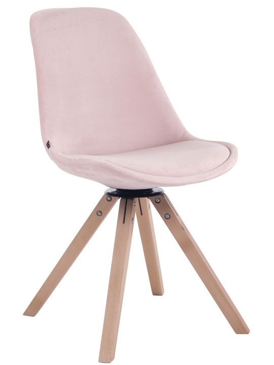 Troyes fluwelen vierkante eetkamerstoel naturel, roze Troyes fluwelen vierkante eetkamerstoel naturel, roze