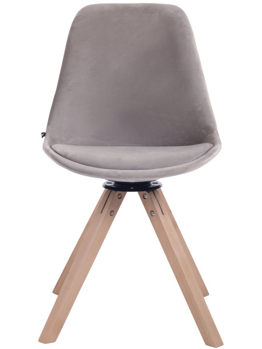 Troyes fluwelen vierkante eetkamerstoel naturel, grijs Troyes fluwelen vierkante eetkamerstoel naturel, grijs