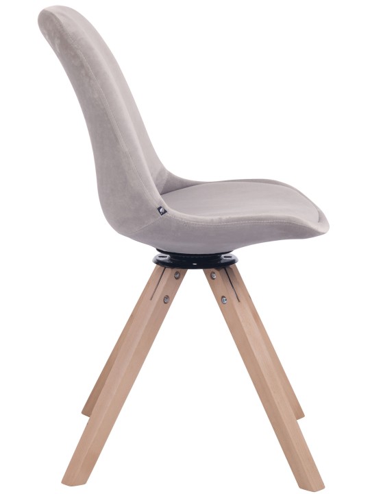 Troyes fluwelen vierkante eetkamerstoel naturel, grijs Troyes fluwelen vierkante eetkamerstoel naturel, grijs