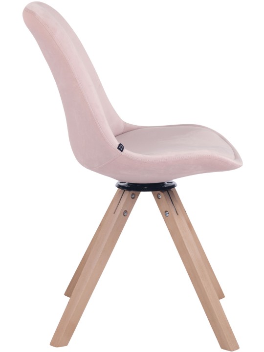 Troyes fluwelen vierkante eetkamerstoel naturel, roze Troyes fluwelen vierkante eetkamerstoel naturel, roze