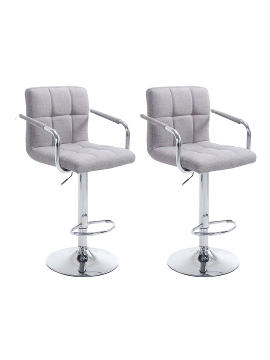 Set van 2 barkrukken Lucy V2 stof chroom, grijs