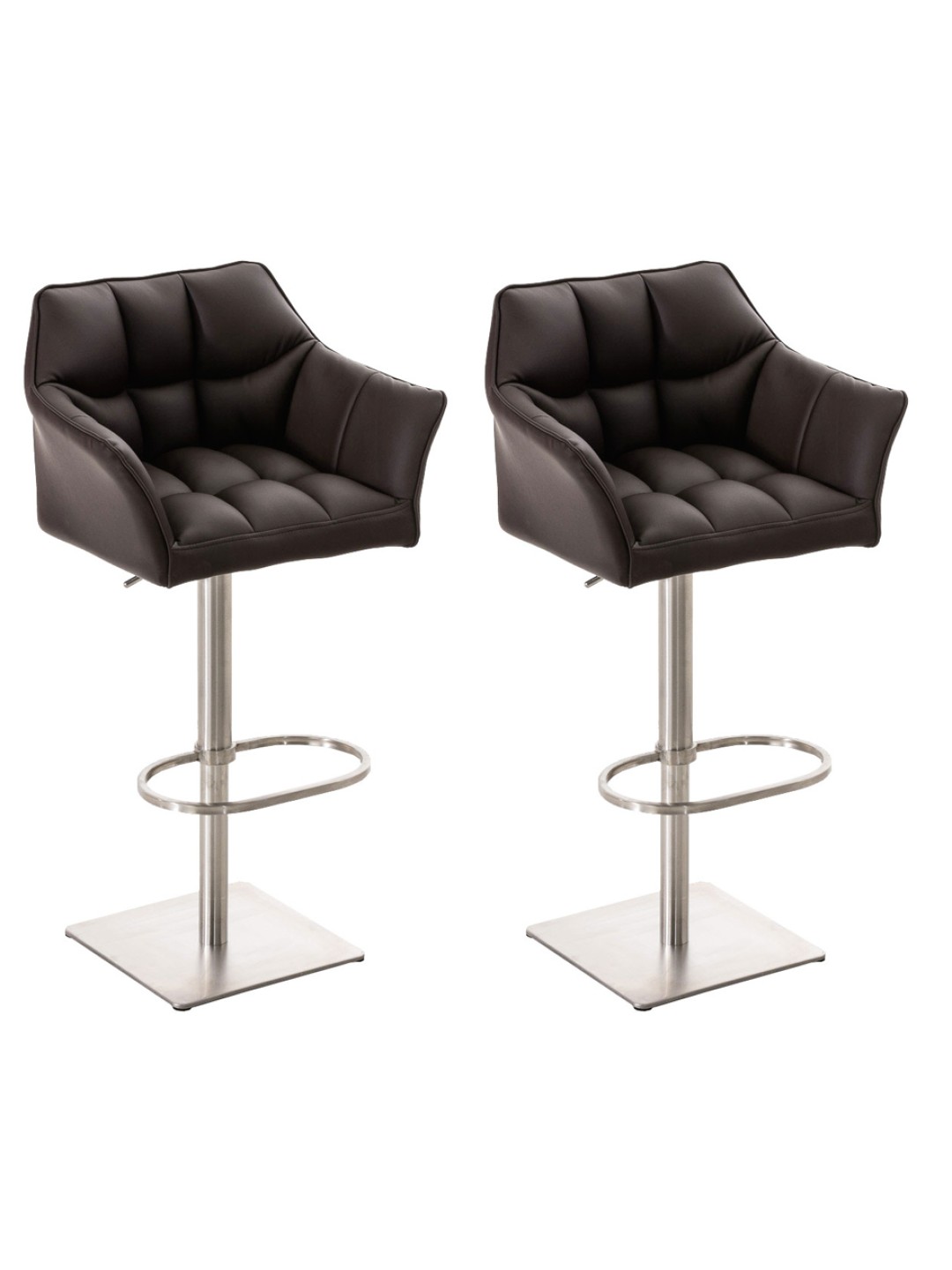 Set van 2 barkrukken Damaso kunstleer roestvrij staal, bruin