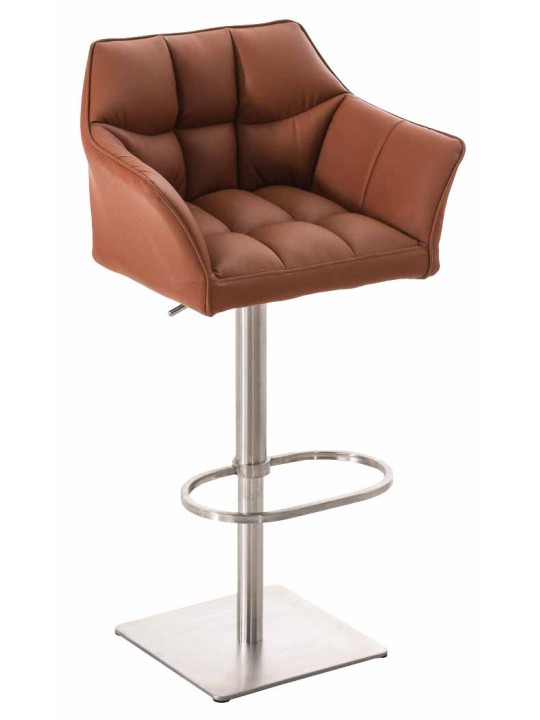 Set van 2 barkrukken Damaso kunstleer roestvrij staal, lichtbruin