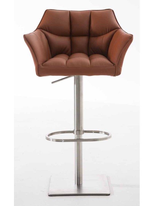 Set van 2 barkrukken Damaso kunstleer roestvrij staal, lichtbruin