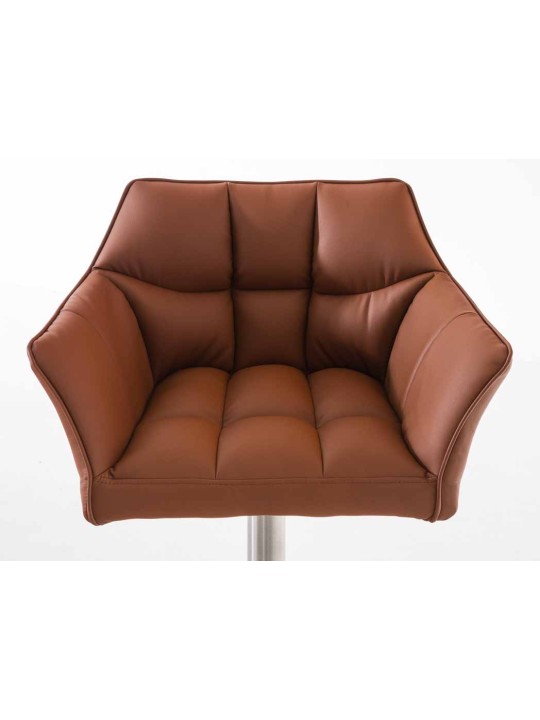 Set van 2 barkrukken Damaso kunstleer roestvrij staal, lichtbruin