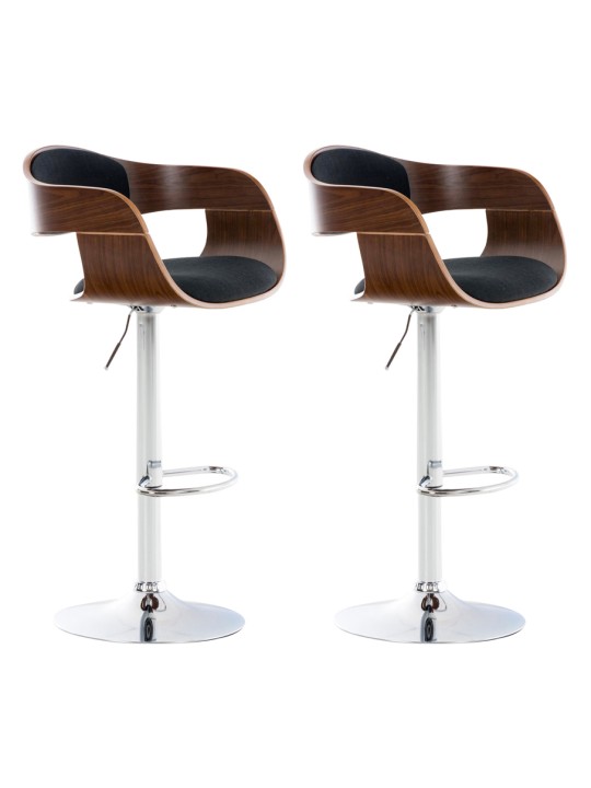 Set van 2 barkrukken Kingston C stof, walnoot/zwart