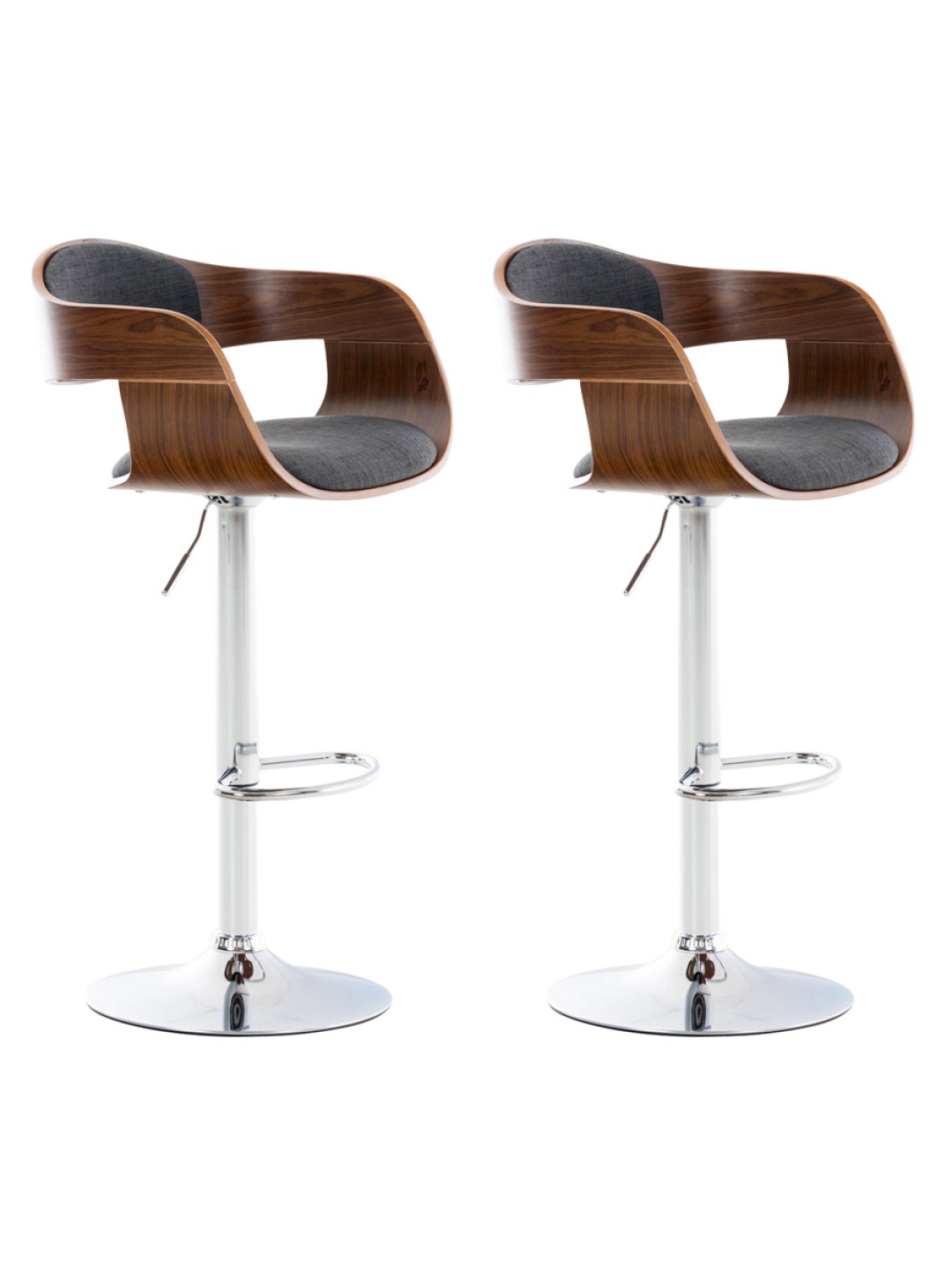 Set van 2 barkrukken Kingston C stof, walnoot/donkergrijs