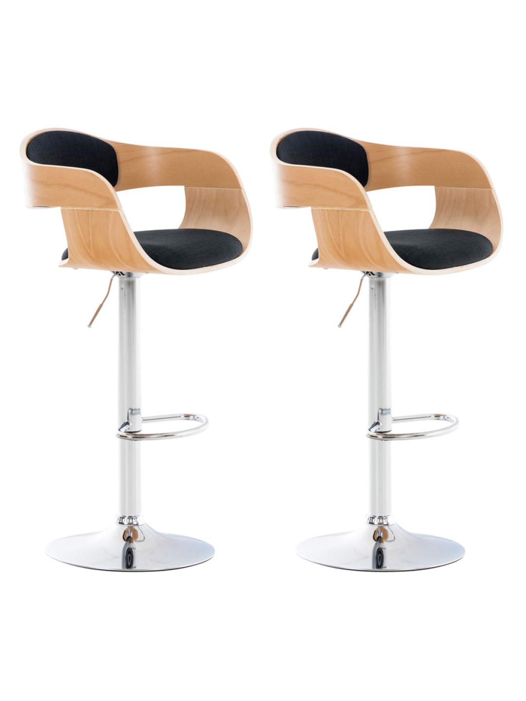 Set van 2 barkrukken Kingston C stof, naturel/zwart