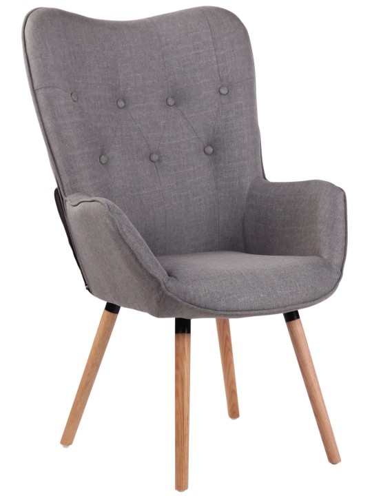 Ligstoel Ashford stof naturel, grijs