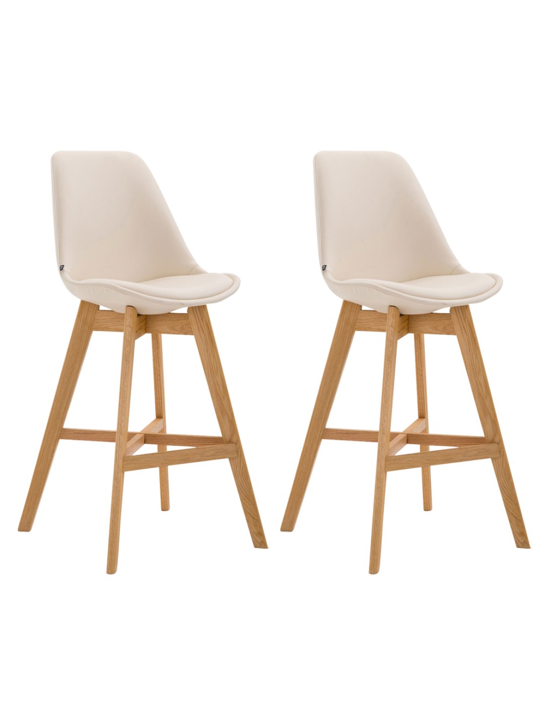 Set van 2 barkrukken Cannes kunstleer naturel, crème