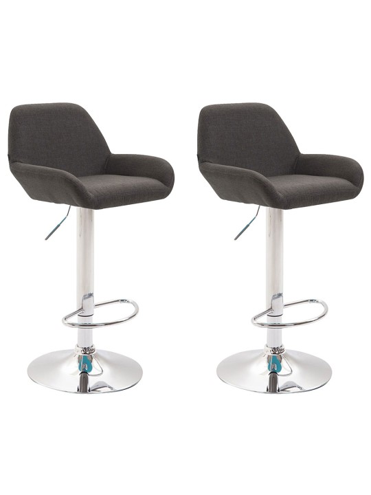 Set van 2 barkrukken Braga stof chroom, donkergrijs