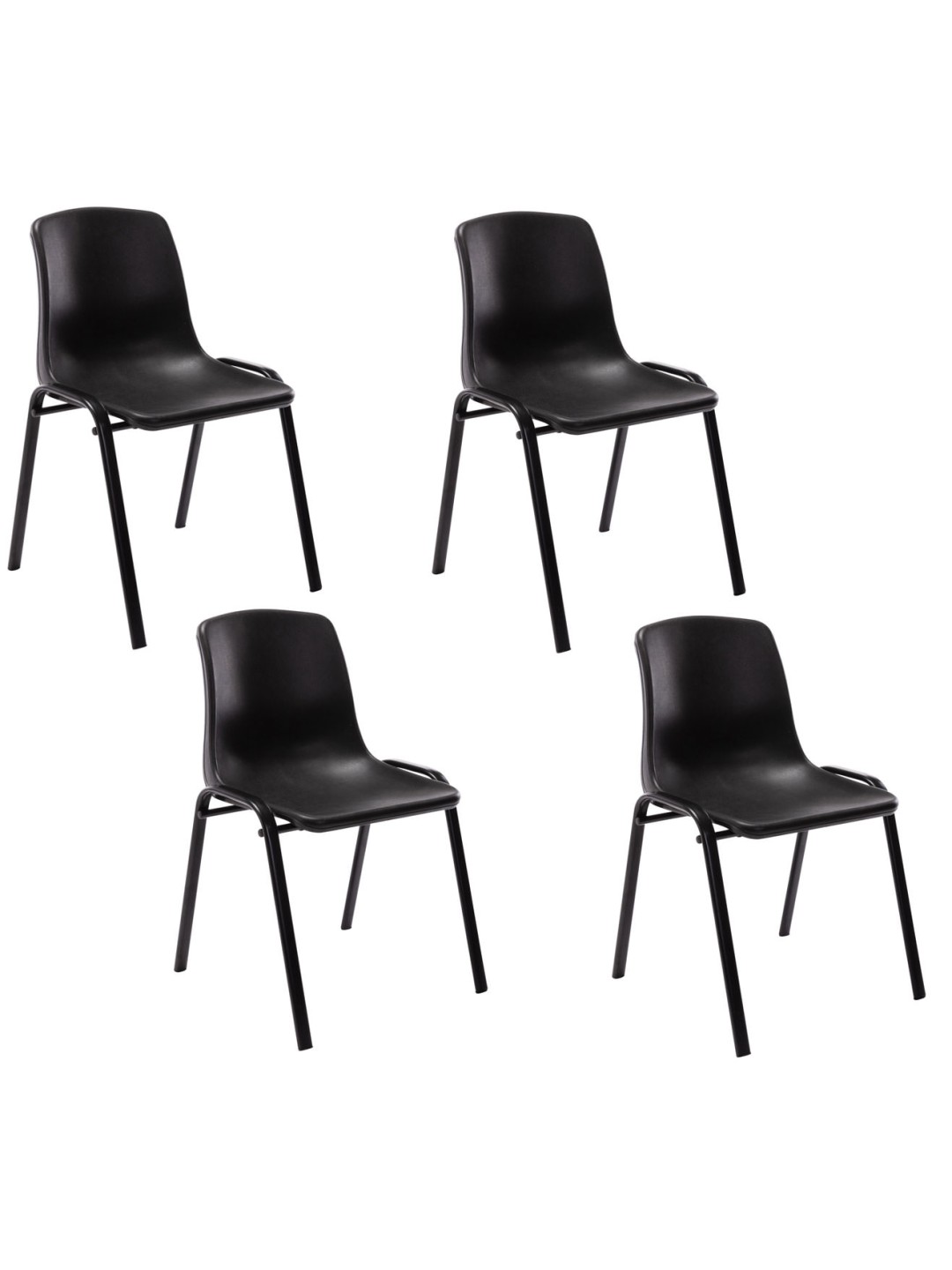 Set van 4 stapelstoelen Nowra kunststof, zwart