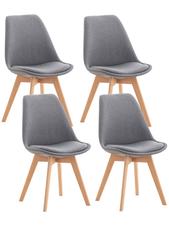 Set van 4 stoelen Linares stof, lichtgrijs