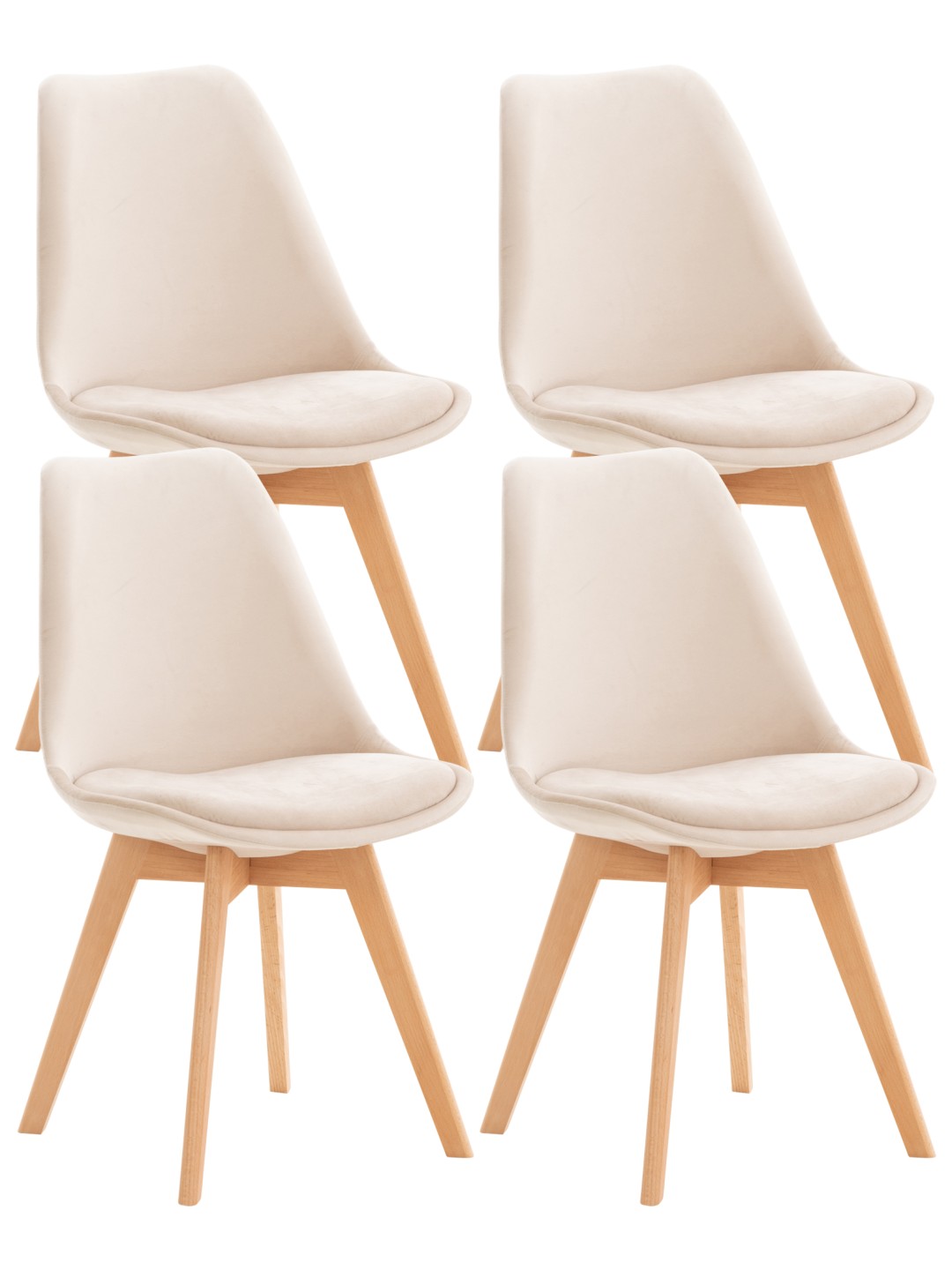 Set van 4 stoelen Linares fluweel, beige