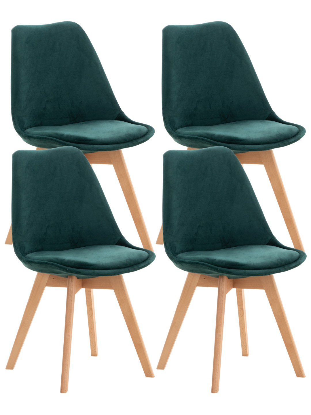 Set van 4 stoelen Linares fluweel, groen