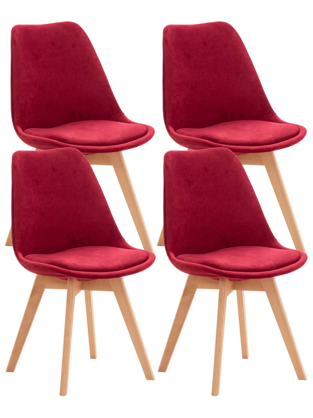 Set van 4 stoelen Linares fluweel, rood
