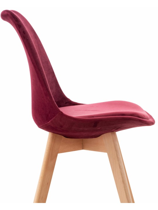 Set van 4 stoelen Linares fluweel, bordeauxrood