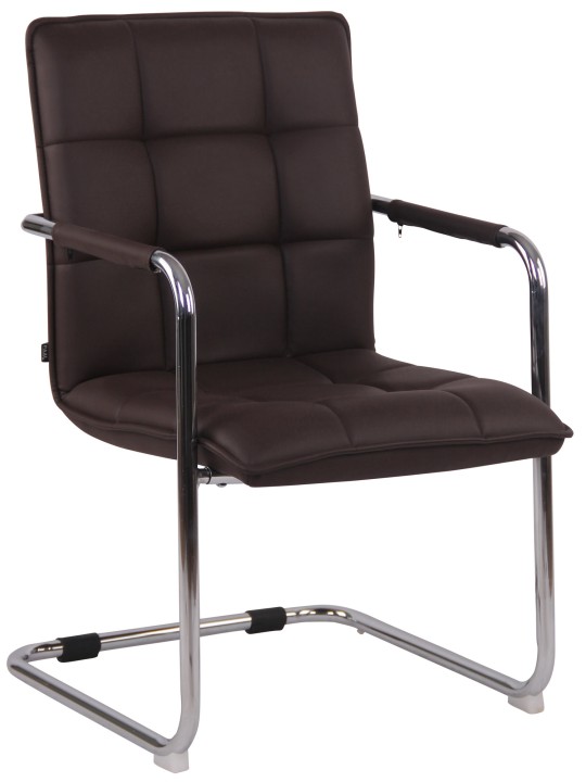 Bezoekersstoel Gandia kunstleer chroom, bruin