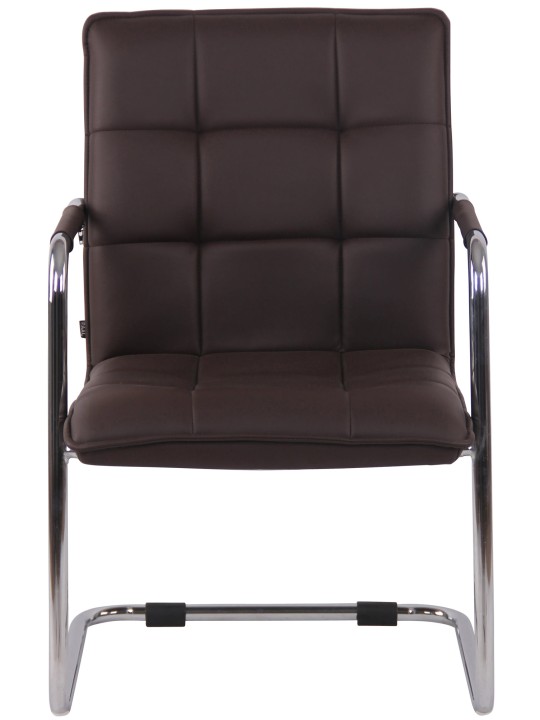 Bezoekersstoel Gandia kunstleer chroom, bruin