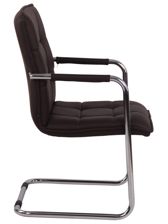 Bezoekersstoel Gandia kunstleer chroom, bruin