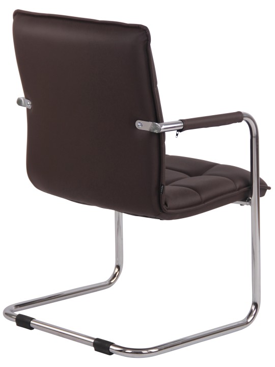 Bezoekersstoel Gandia kunstleer chroom, bruin