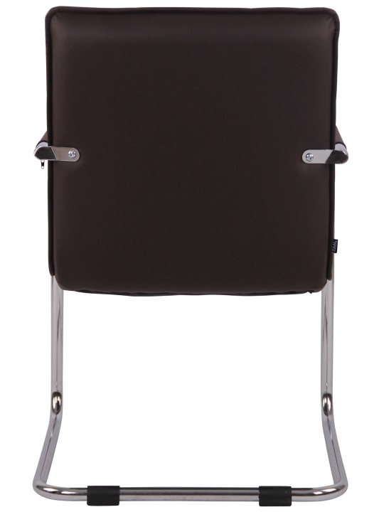 Bezoekersstoel Gandia kunstleer chroom, bruin