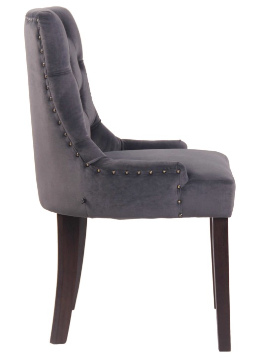 Set van 4 eetkamerstoelen Aberdeen fluweel antiek, donkergrijs