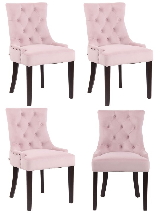 Set van 4 eetkamerstoelen Aberdeen fluweel antiek, roze