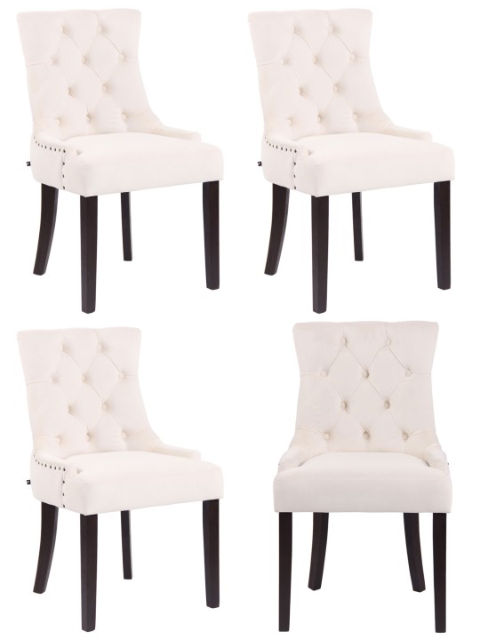 Set van 4 eetkamerstoelen Aberdeen fluweel antiek, crème