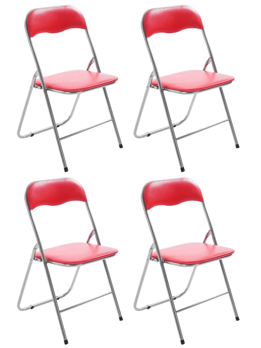 Set van 4 klapstoelen Felix, rood/zilver
