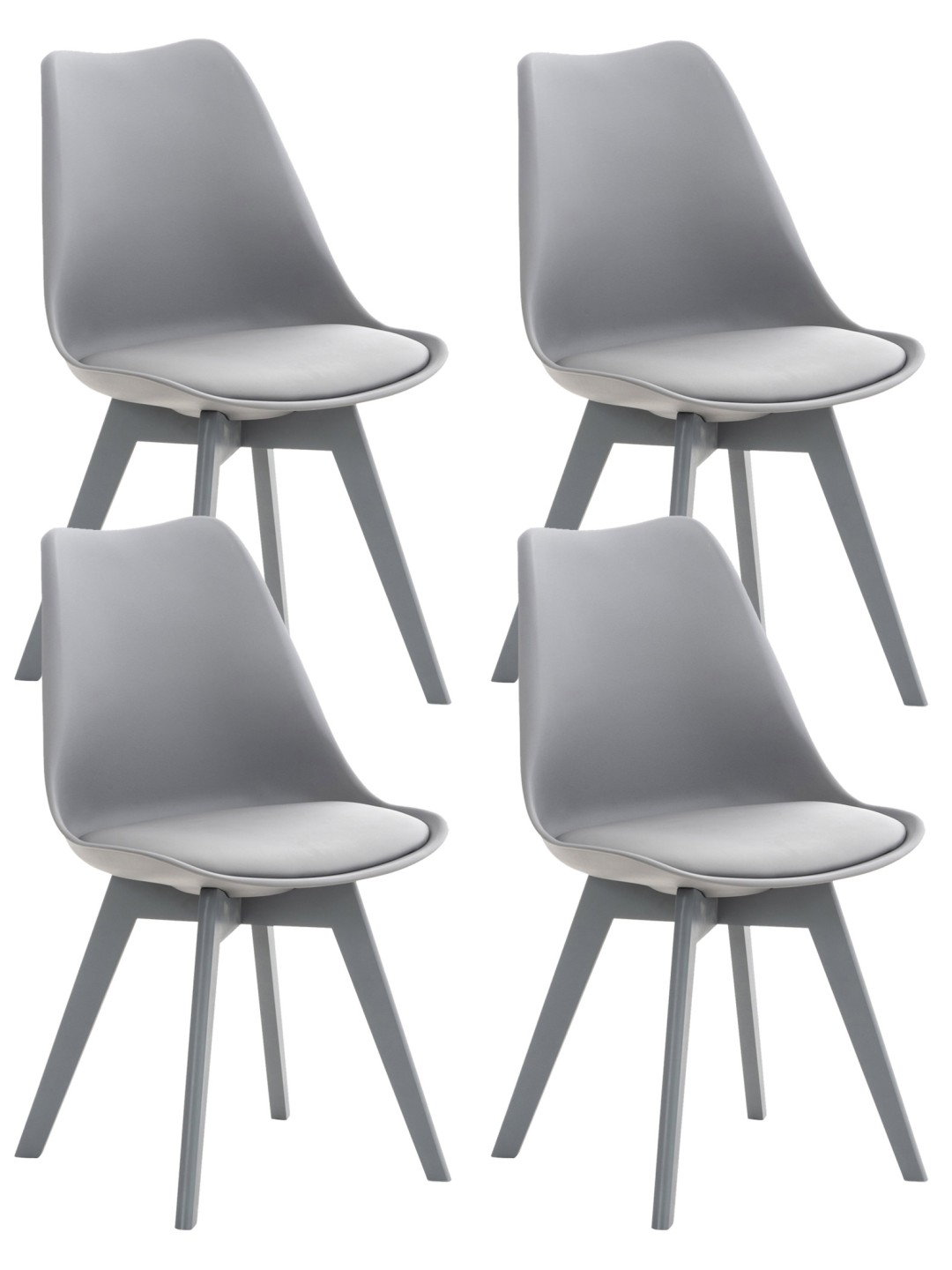 Set van 4 stoelen Linares kunststof, grijs/grijs
