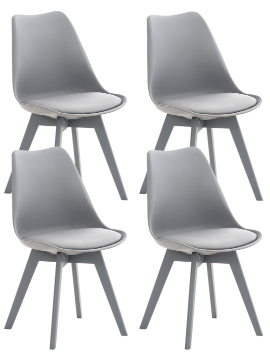 Set van 4 stoelen Linares kunststof, grijs/grijs