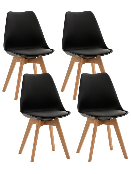 Set van 4 stoelen Linares, zwart