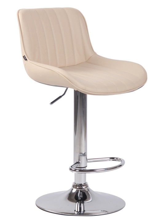 Barkruk Lentini kunstleer chroom, crème