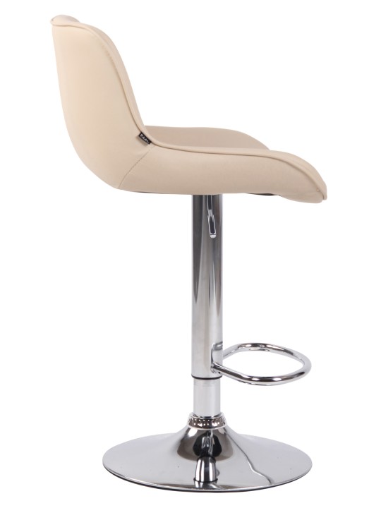 Barkruk Lentini kunstleer chroom, crème