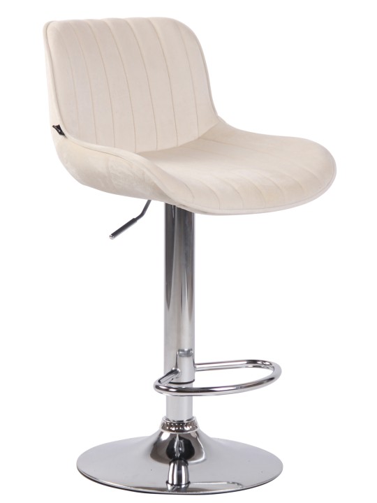 Barkruk Lentini fluweel chroom, crème