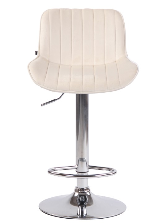 Barkruk Lentini fluweel chroom, crème