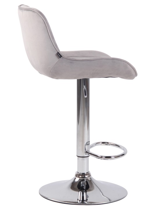 Barkruk Lentini fluweel chroom, grijs