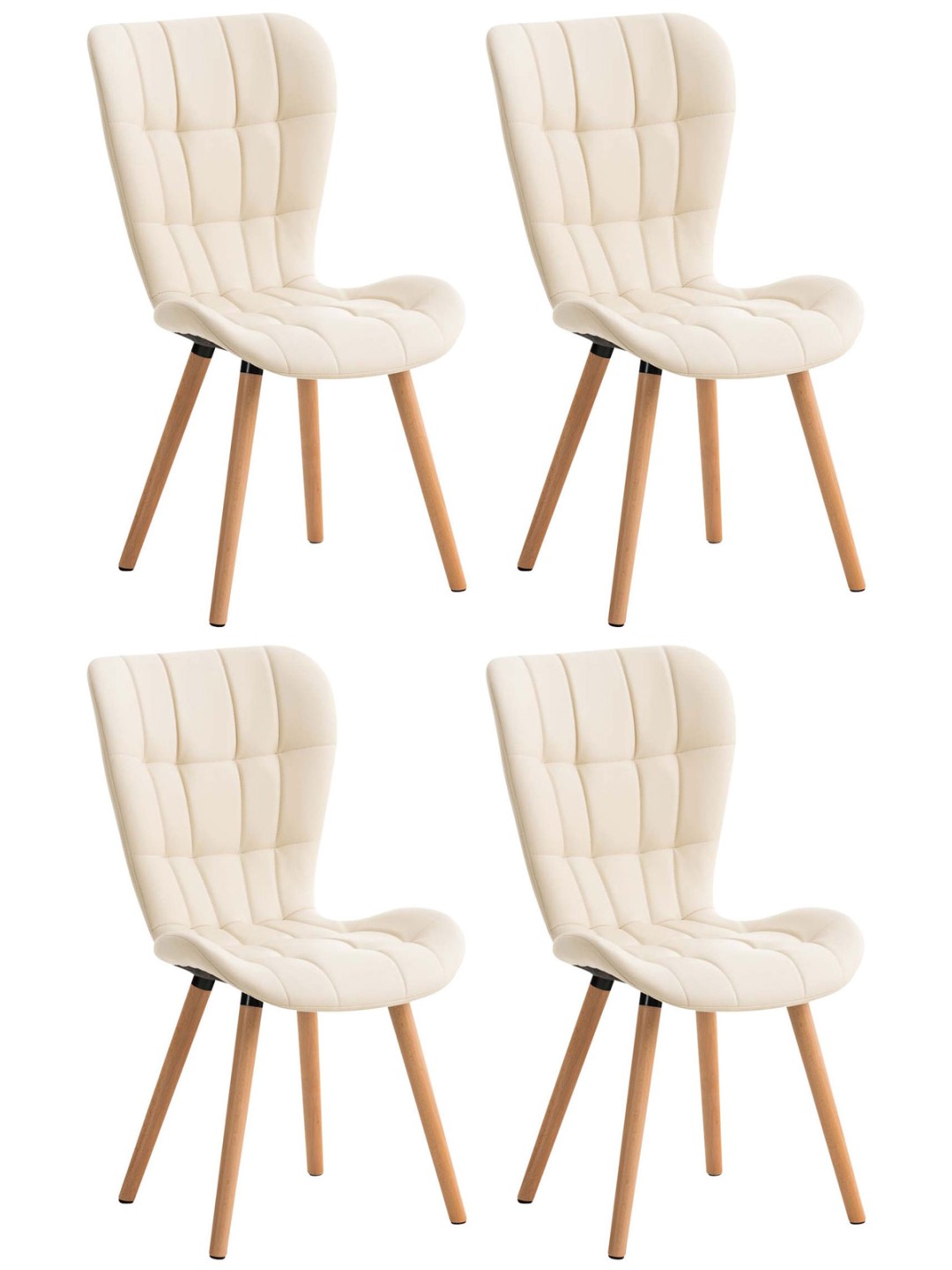 Set van 4 eetkamerstoelen Elda kunstleer, crème